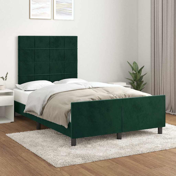 sengeramme uden madras 120x190 cm fløjl mørkegrøn