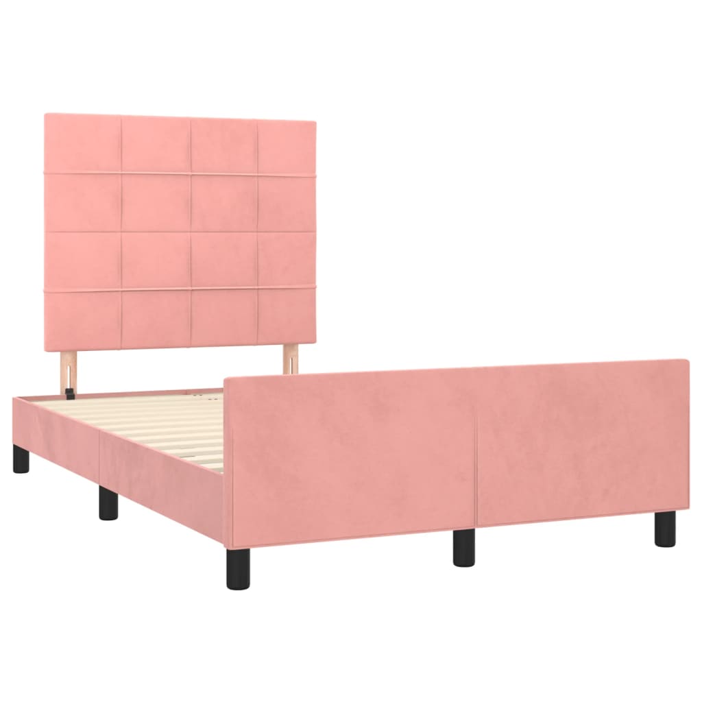 sengeramme uden madras 120x190 cm fløjl lyserød