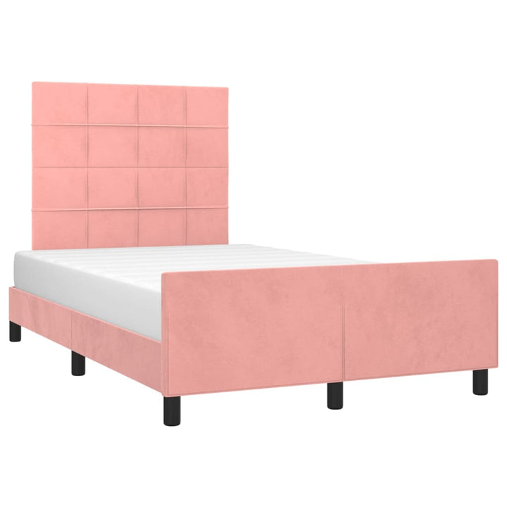 sengeramme uden madras 120x190 cm fløjl lyserød