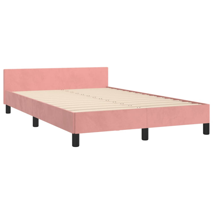 sengeramme uden madras 120x190 cm fløjl lyserød