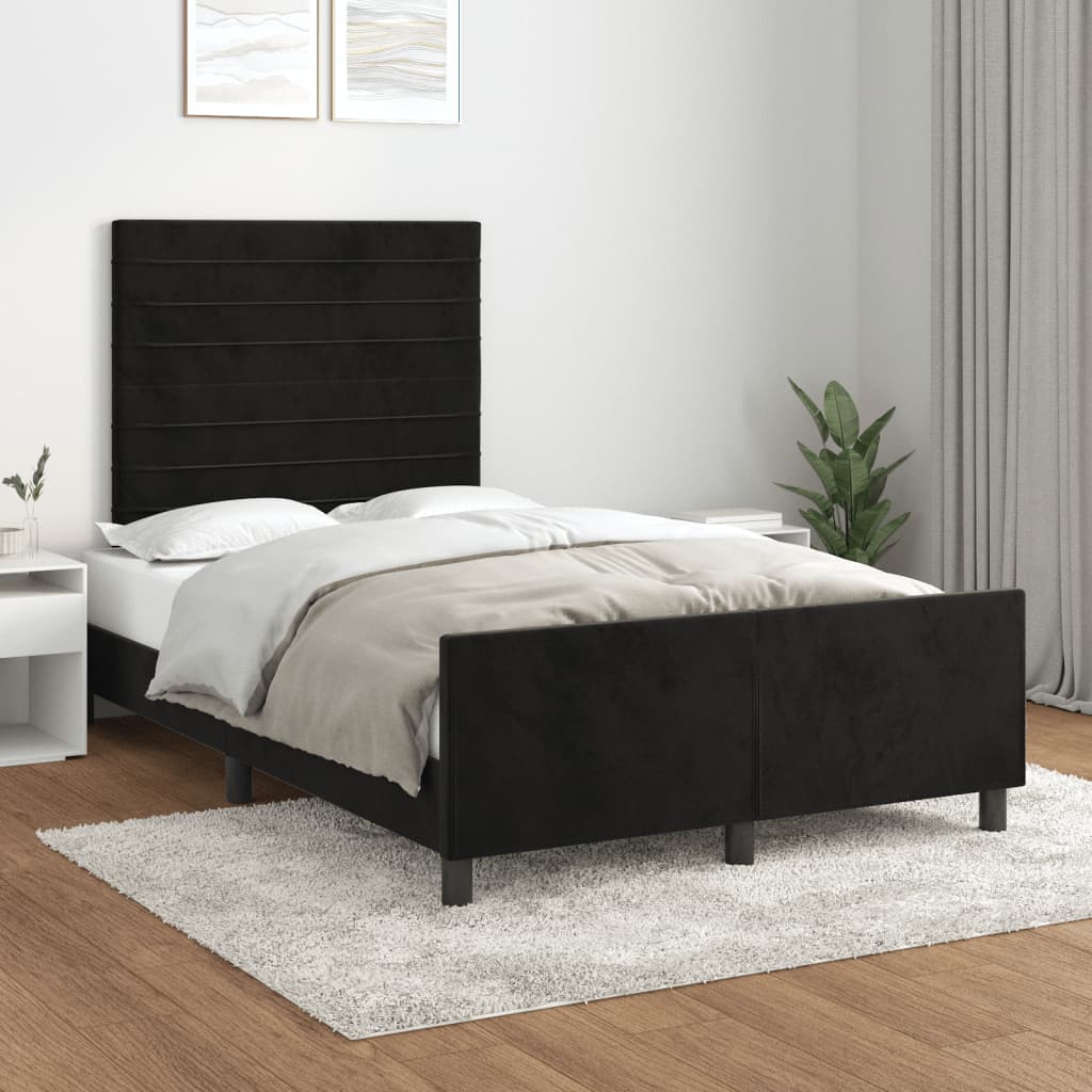 sengeramme uden madras 120x190 cm fløjl enkeltseng sort