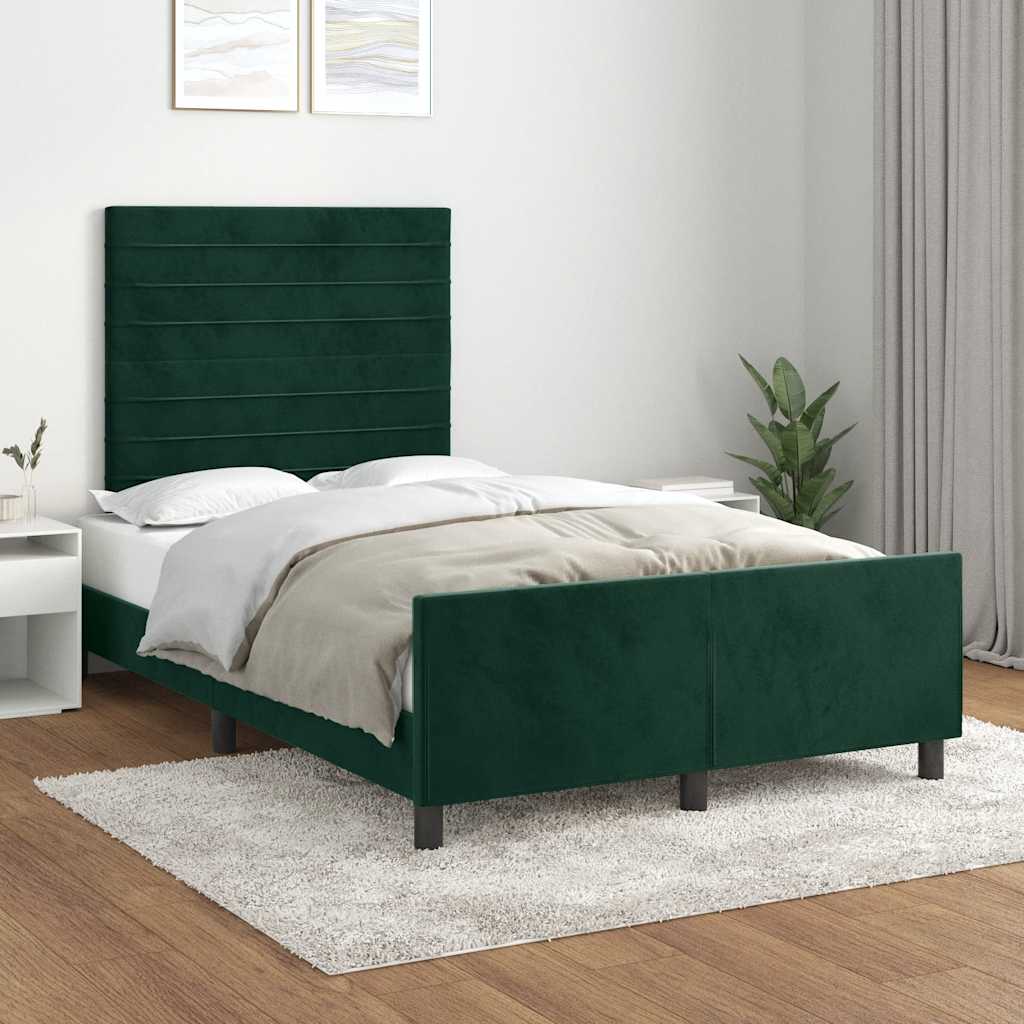 sengeramme uden madras 120x190 cm fløjl mørkegrøn