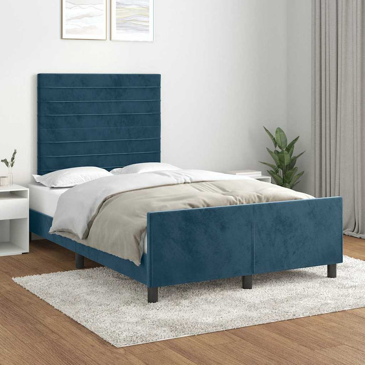 sengeramme uden madras 120x190 cm fløjl mørkeblå