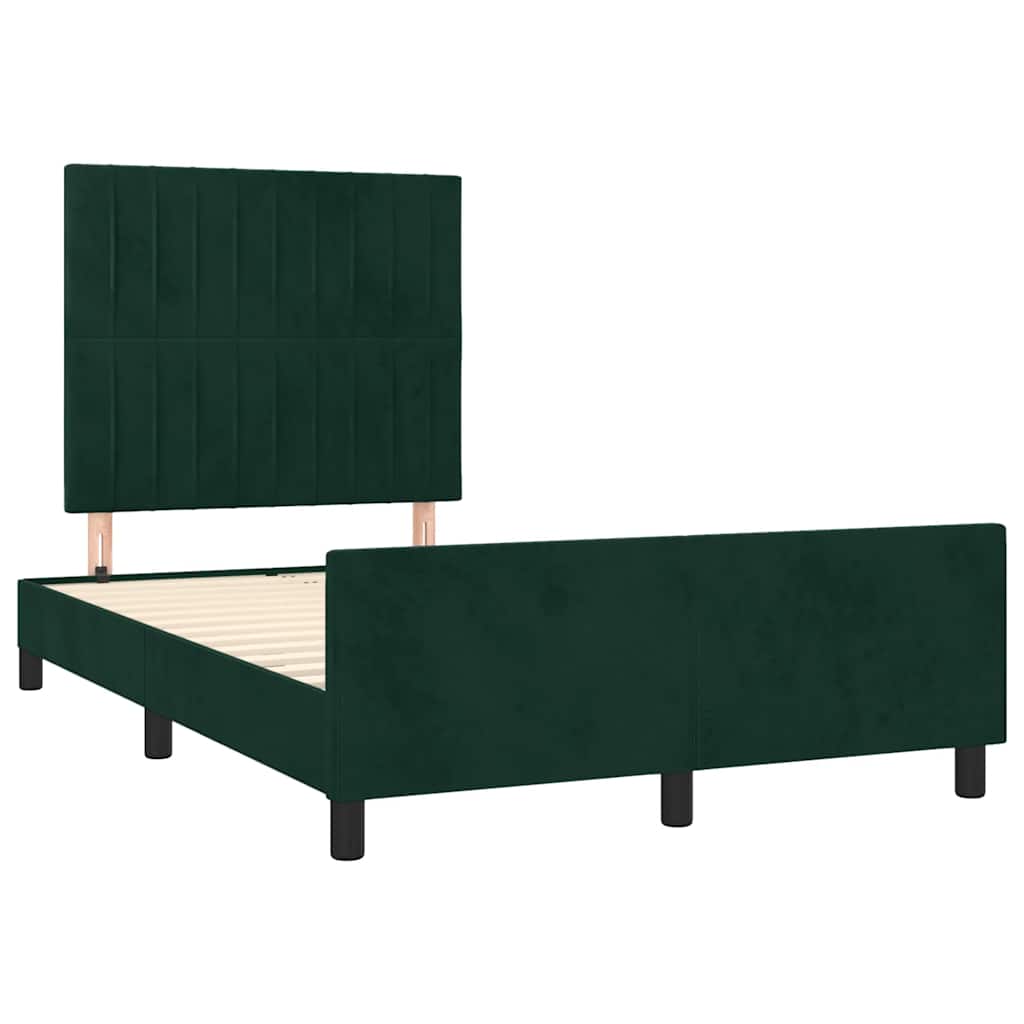 sengeramme uden madras 120x190 cm fløjl mørkegrøn