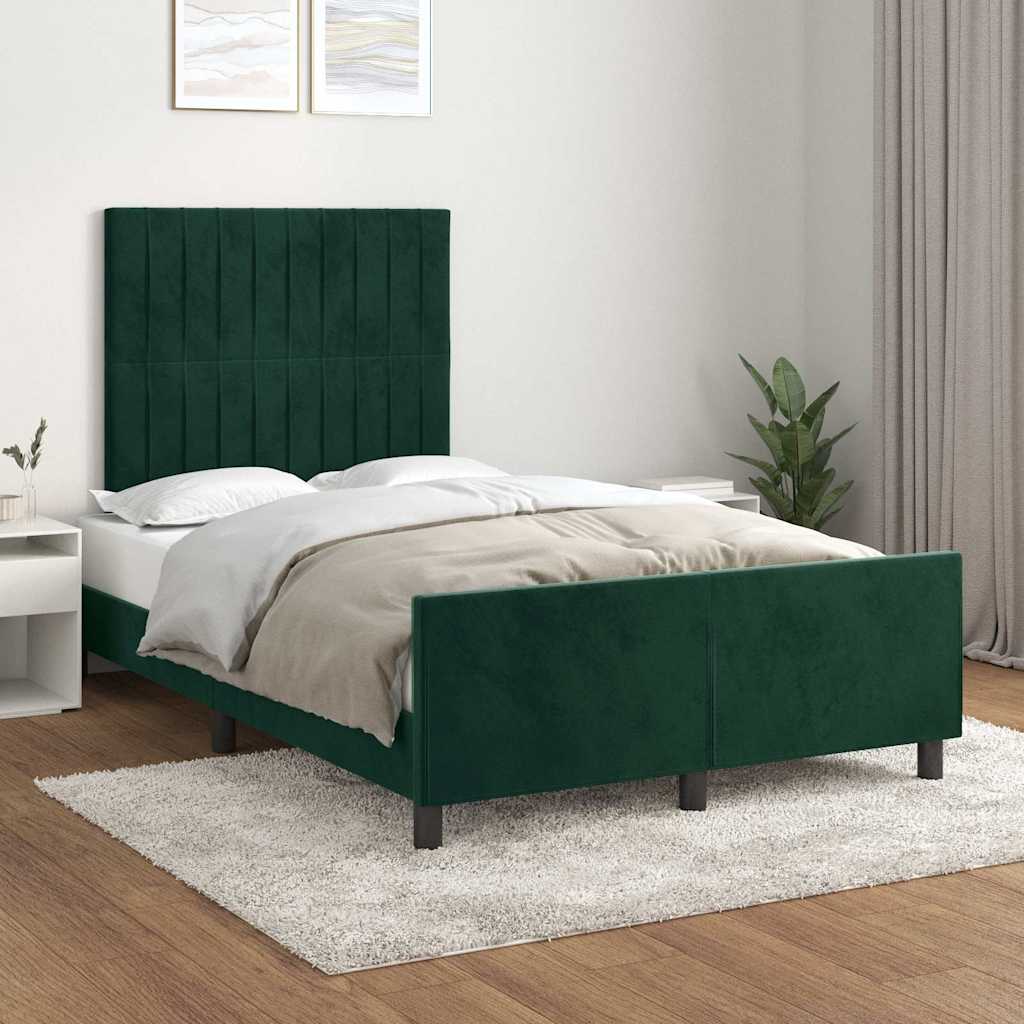 sengeramme uden madras 120x190 cm fløjl mørkegrøn