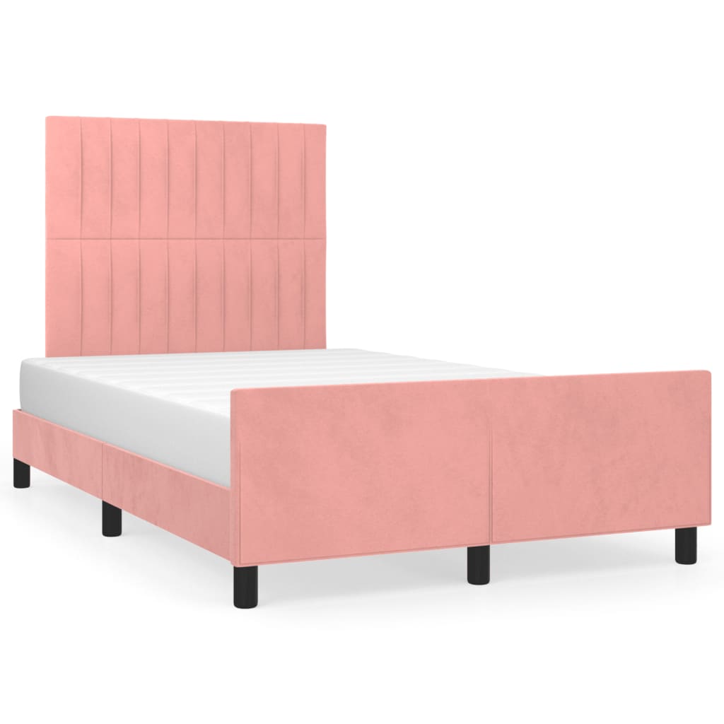sengeramme uden madras 120x190 cm fløjl lyserød
