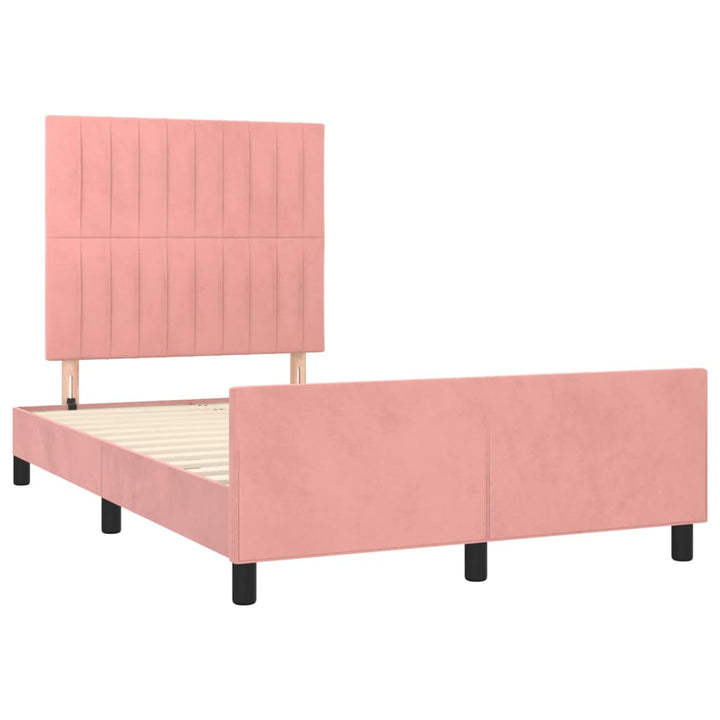 sengeramme uden madras 120x190 cm fløjl lyserød