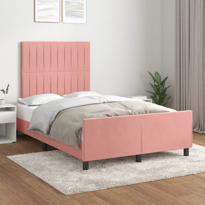 sengeramme uden madras 120x190 cm fløjl lyserød