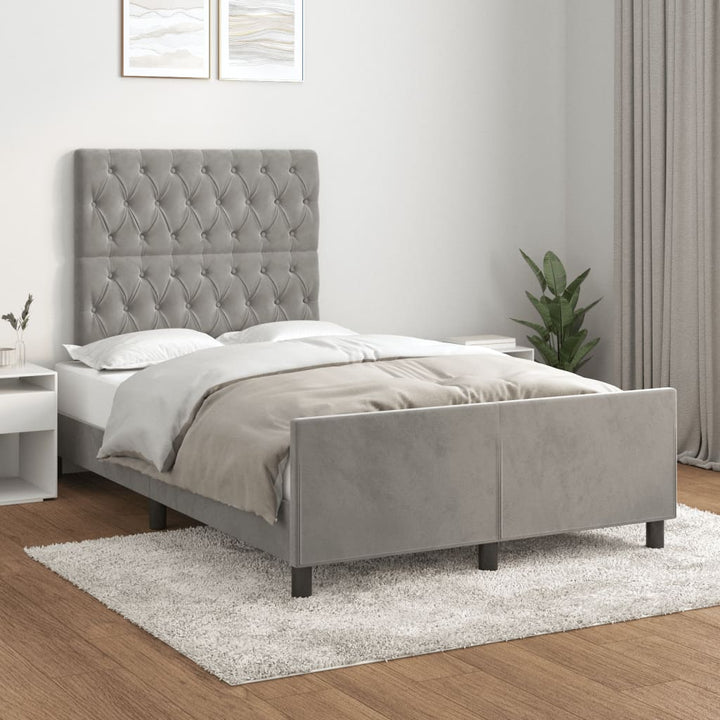 sengeramme uden madras 120x190 cm fløjl enkeltseng lysegrå