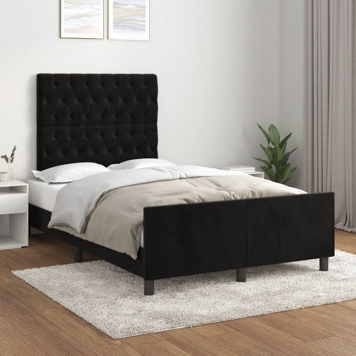 sengeramme uden madras 120x190 cm fløjl enkeltseng sort