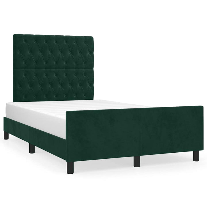 sengeramme uden madras 120x190 cm fløjl mørkegrøn