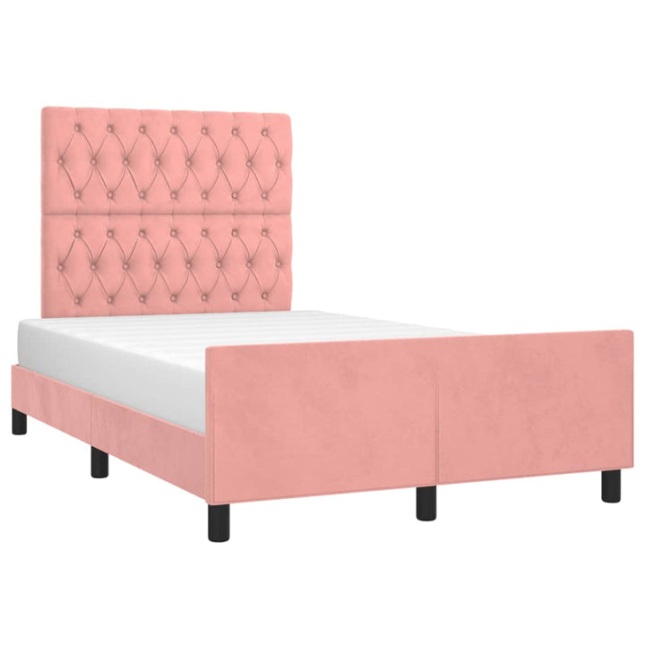 sengeramme uden madras 120x190 cm fløjl lyserød