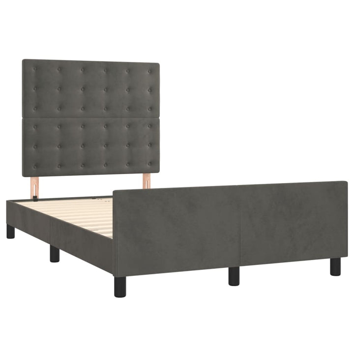 sengeramme uden madras 120x190 cm fløjl enkeltseng mørkegrå