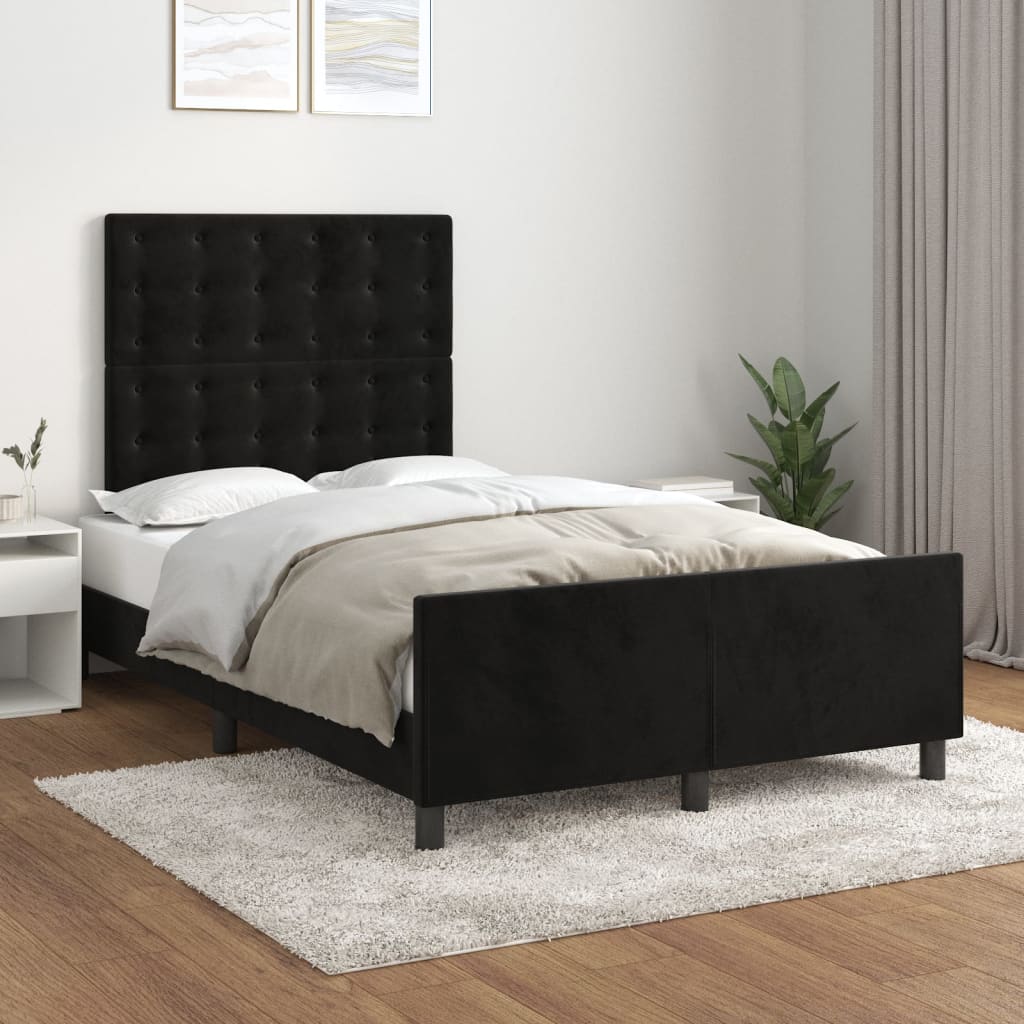 sengeramme uden madras 120x190 cm fløjl enkeltseng sort