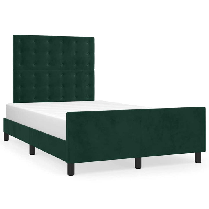 sengeramme uden madras 120x190 cm fløjl mørkegrøn