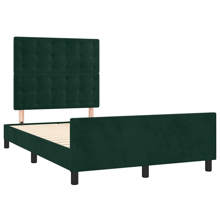 sengeramme uden madras 120x190 cm fløjl mørkegrøn