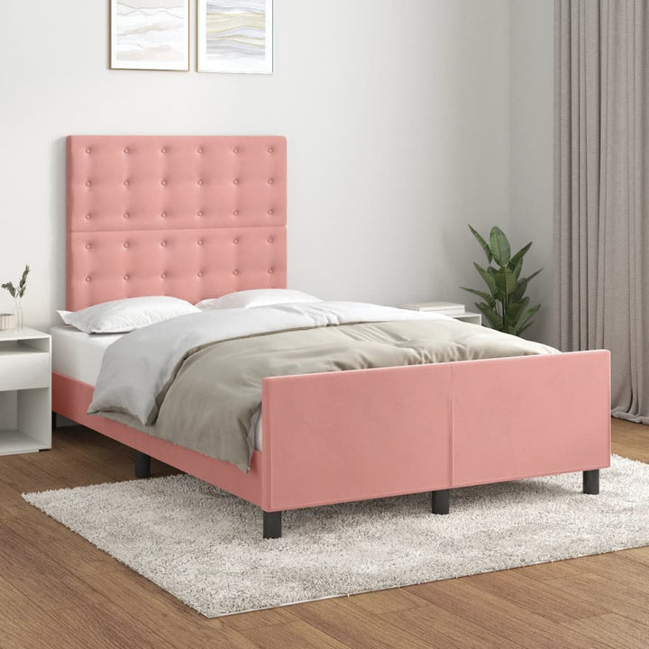 sengeramme uden madras 120x190 cm fløjl lyserød