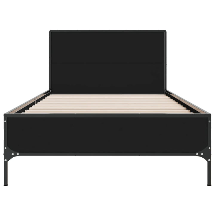 sengeramme 90x200 cm konstrueret træ og metal sort