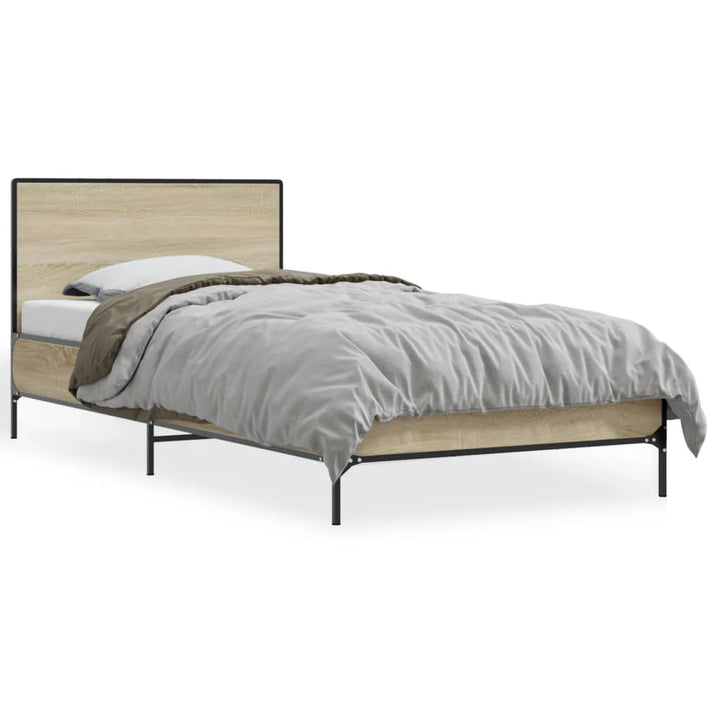 sengeramme 90x200 cm konstrueret træ og metal sonoma-eg