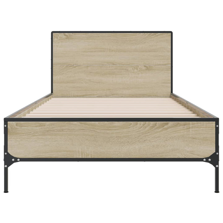 sengeramme 90x200 cm konstrueret træ og metal sonoma-eg