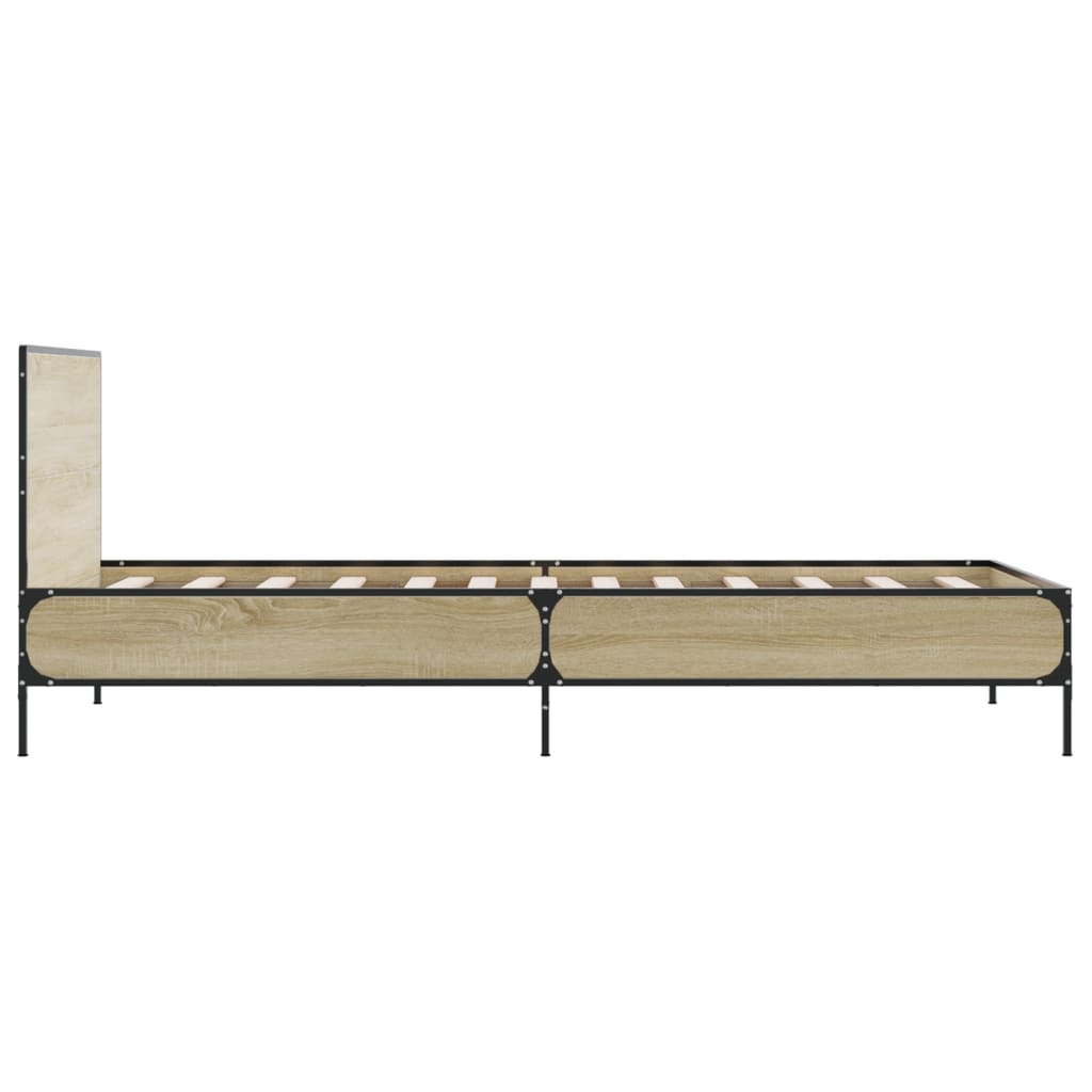 sengeramme 90x200 cm konstrueret træ og metal sonoma-eg
