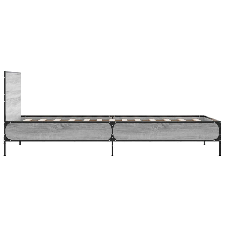 sengeramme 90x200 cm konstrueret træ og metal grå sonoma-eg