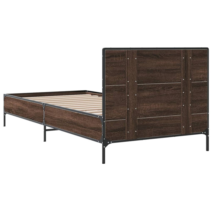 sengeramme 90x200 cm konstrueret træ og metal brun egetræsfarve