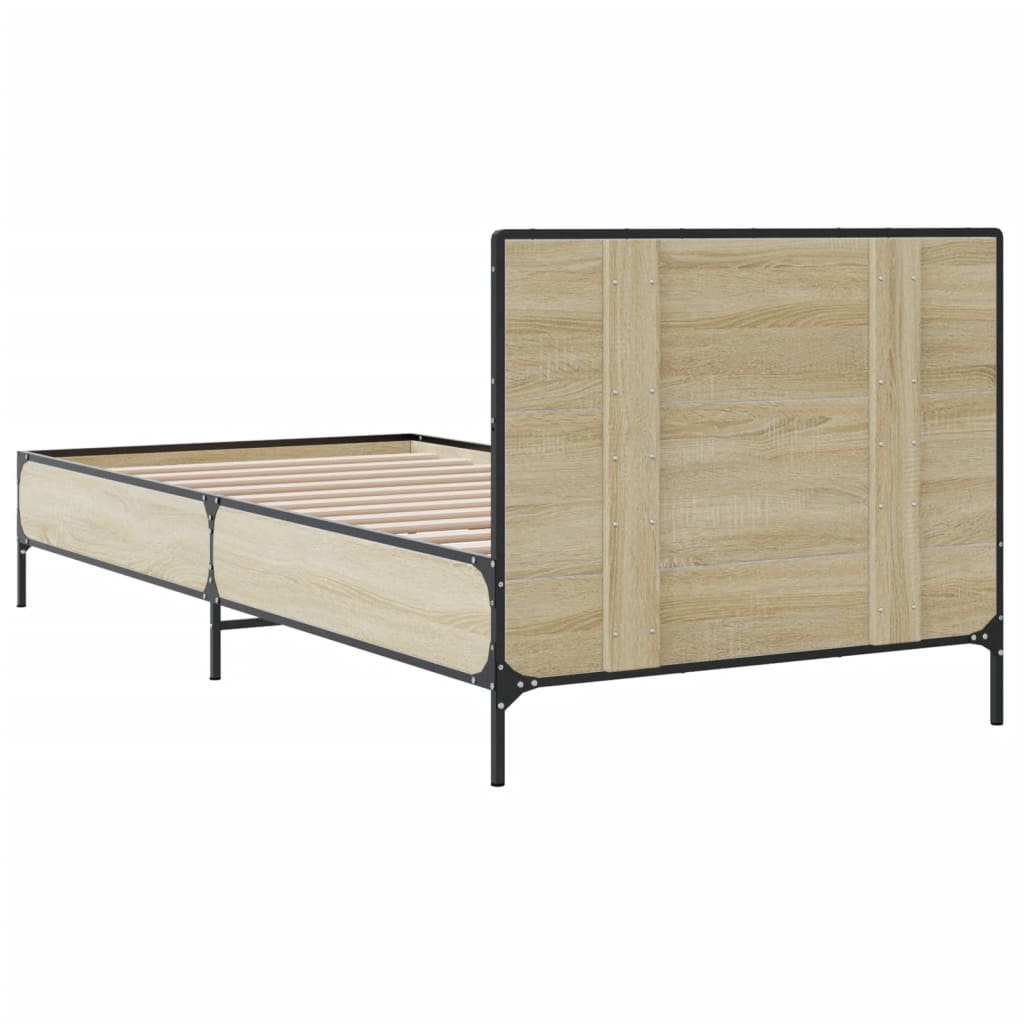 sengeramme 100x200 cm konstrueret træ og metal sonoma-eg