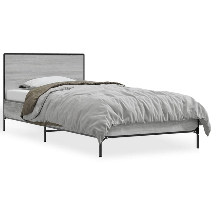 sengeramme 100x200 cm konstrueret træ og metal grå sonoma-eg