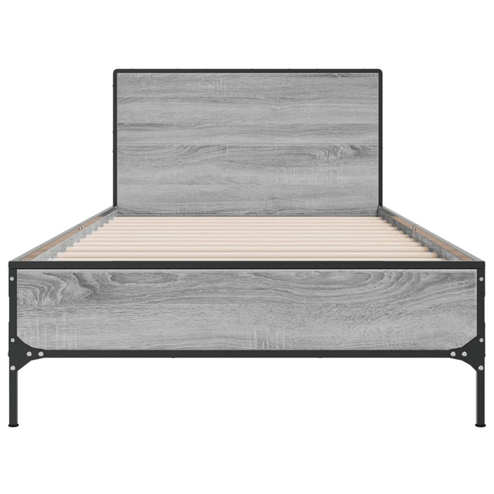 sengeramme 100x200 cm konstrueret træ og metal grå sonoma-eg
