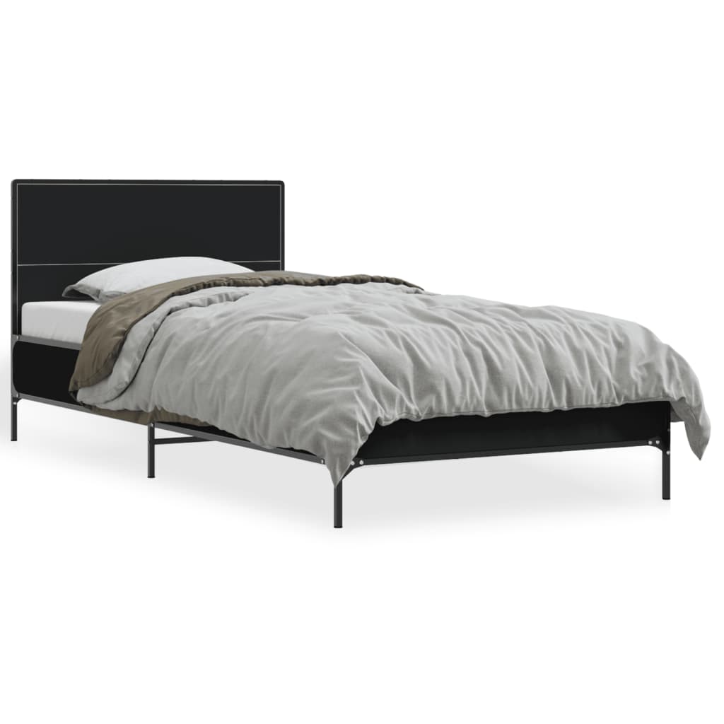 sengeramme 75x190 cm konstrueret træ og metal sort