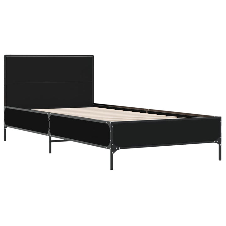 sengeramme 75x190 cm konstrueret træ og metal sort