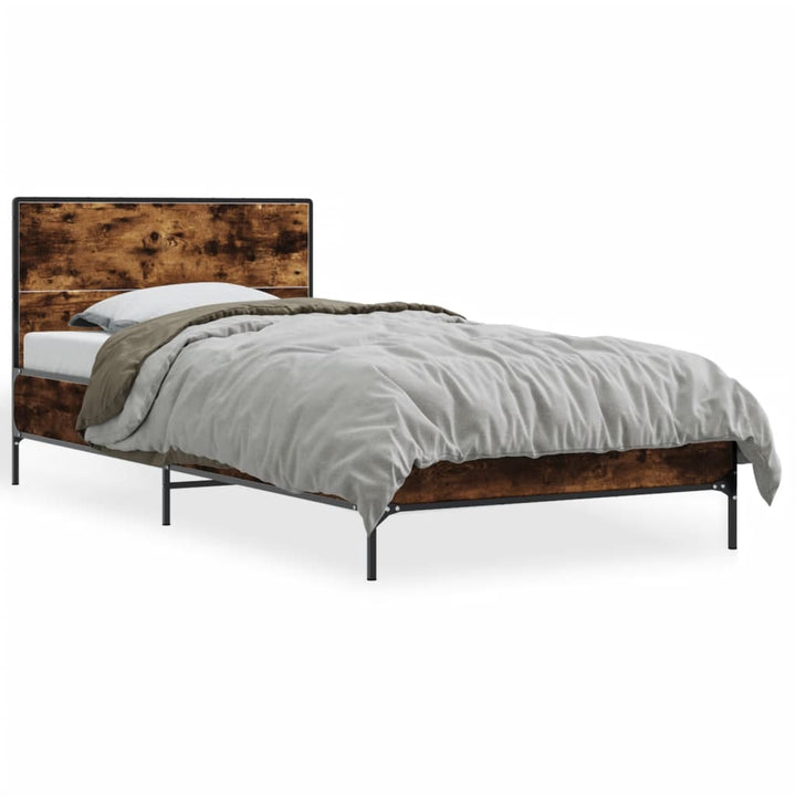 sengeramme 75x190 cm konstrueret træ og metal røget eg