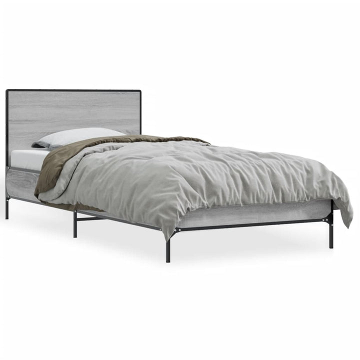 sengeramme 75x190 cm konstrueret træ og metal grå sonoma-eg