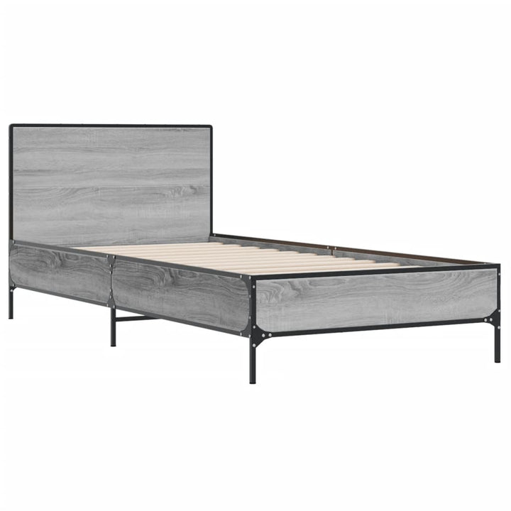 sengeramme 75x190 cm konstrueret træ og metal grå sonoma-eg
