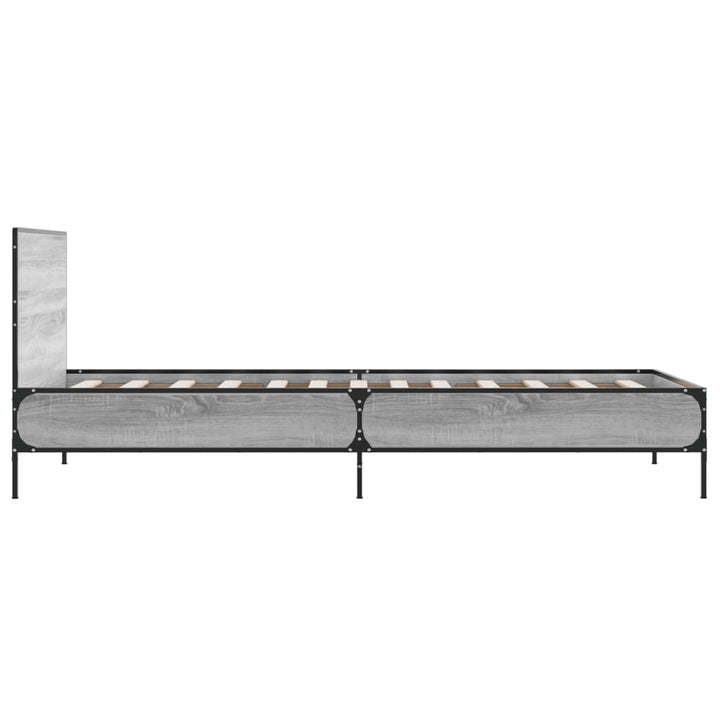 sengeramme 75x190 cm konstrueret træ og metal grå sonoma-eg