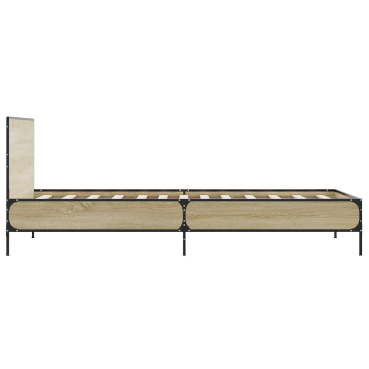 sengeramme 90x190 cm konstrueret træ og metal sonoma-eg