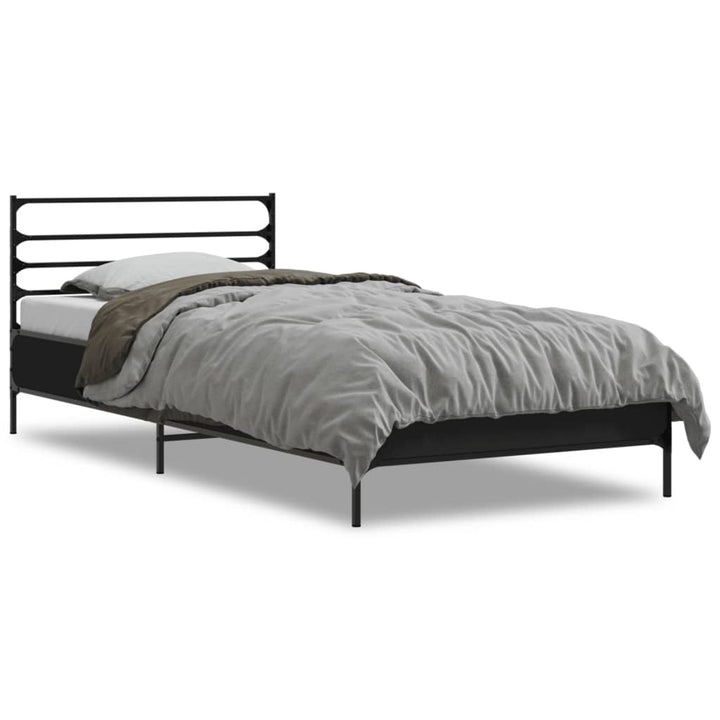 sengeramme 90x200 cm konstrueret træ og metal sort