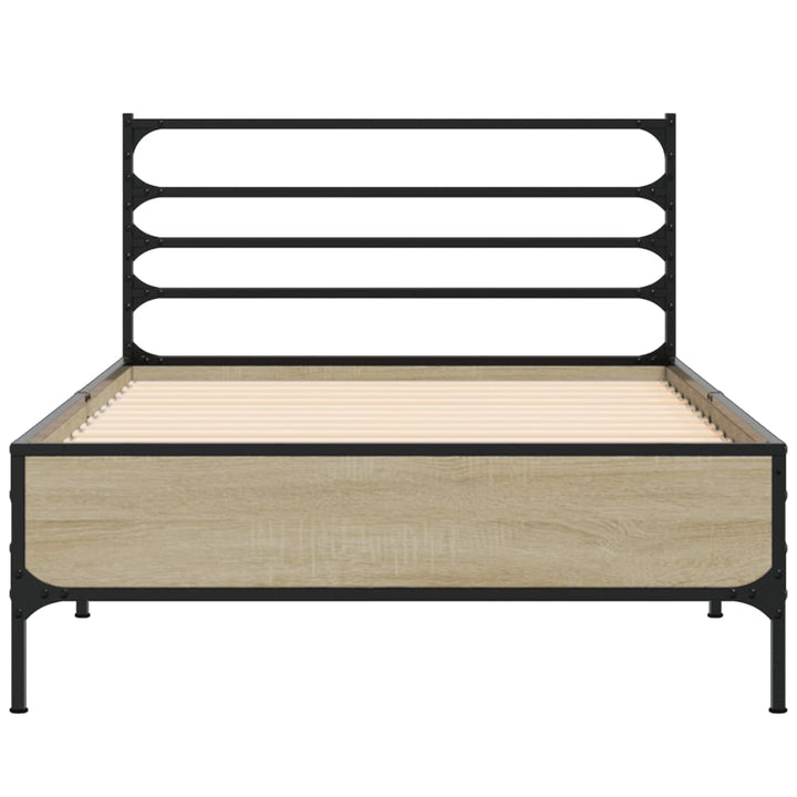 sengeramme 90x200 cm konstrueret træ og metal sonoma-eg