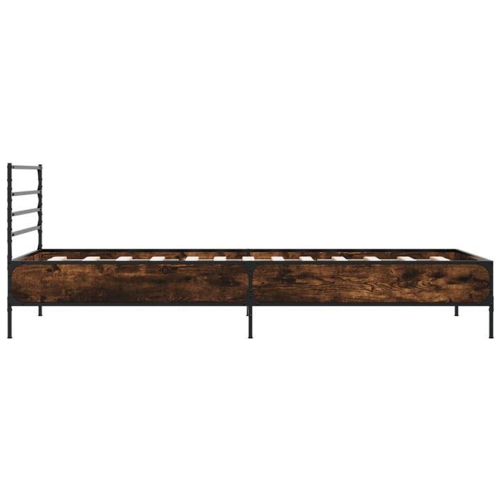 sengeramme 90x200 cm konstrueret træ og metal røget eg