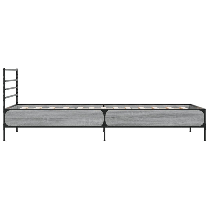 sengeramme 90x200 cm konstrueret træ og metal grå sonoma-eg