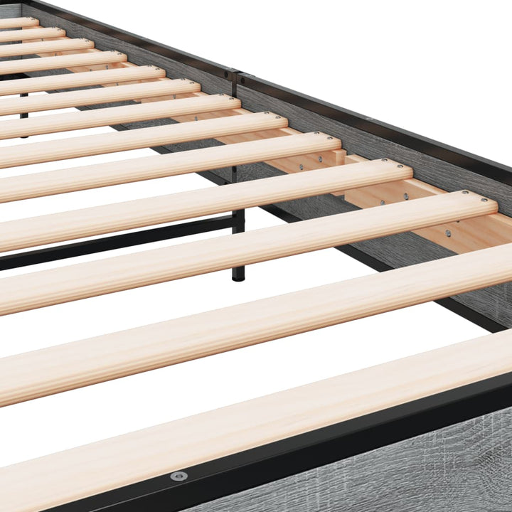 sengeramme 90x200 cm konstrueret træ og metal grå sonoma-eg