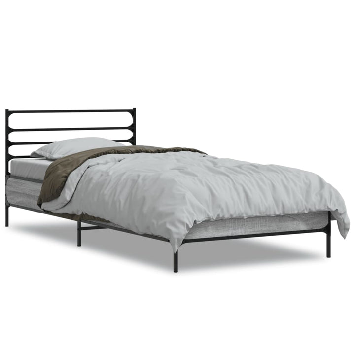 sengeramme 100x200 cm konstrueret træ og metal grå sonoma-eg