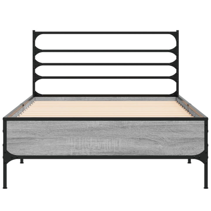 sengeramme 100x200 cm konstrueret træ og metal grå sonoma-eg