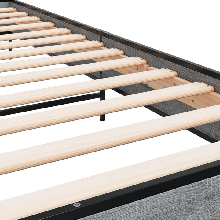 sengeramme 100x200 cm konstrueret træ og metal grå sonoma-eg