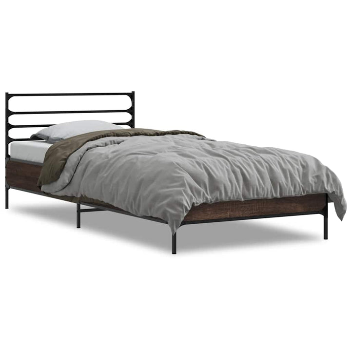 sengeramme 100x200 cm konstrueret træ og metal brunt egetræ