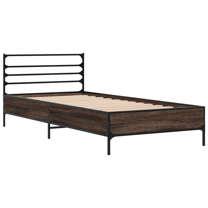 sengeramme 100x200 cm konstrueret træ og metal brunt egetræ