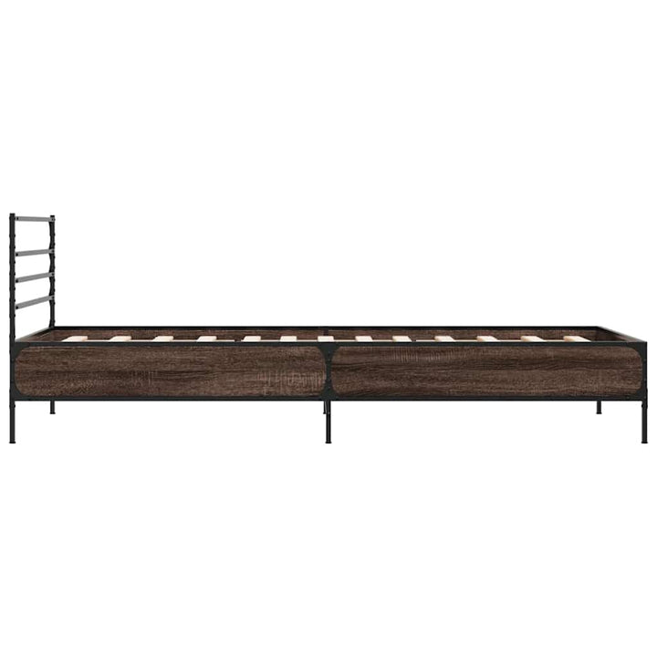sengeramme 100x200 cm konstrueret træ og metal brunt egetræ