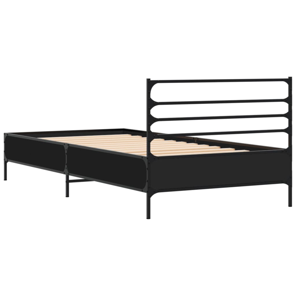 sengeramme 75x190 cm konstrueret træ og metal sort