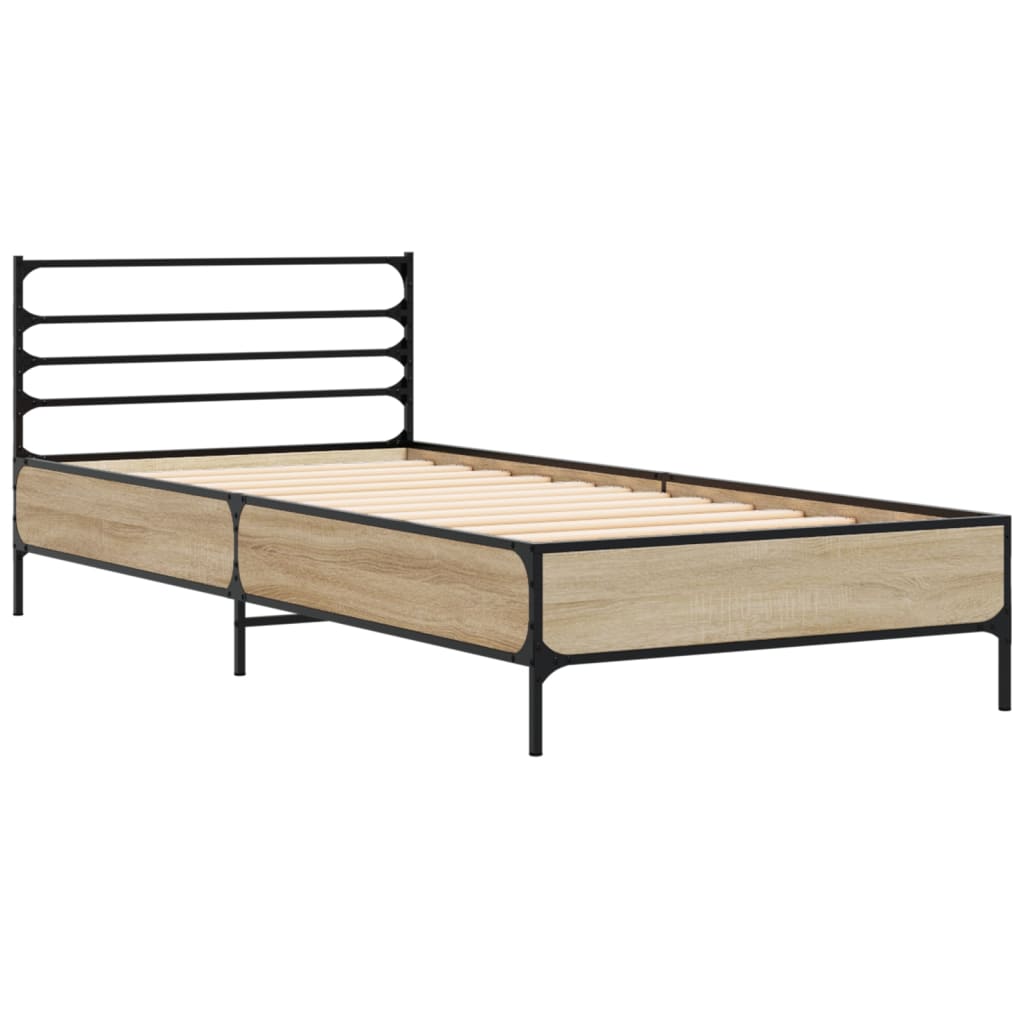 sengeramme 75x190 cm konstrueret træ og metal sonoma-eg